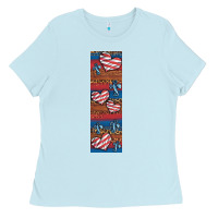 Baby Blue usa flag and cross penwraps Ladies Tee - Artiststas