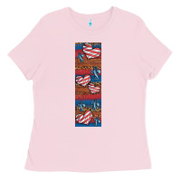 Bubblegum Pink usa flag and cross penwraps Ladies Tee - Artiststas