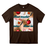 Chocolate Brown Best Teacher Seamless Pattern Heavy Core Tee - BundleAndBundleShop