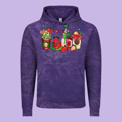 Strawberry Coffee Cups Vintage Hoodie Designed By Adodesignshop