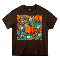 Chocolate Brown pumpkin and butterfly seamless pattern Heavy Core Tee - BundleAndBundleShop
