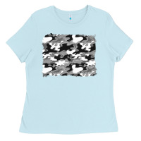 Baby Blue black and white camouflage background Ladies Tee - Artiststas