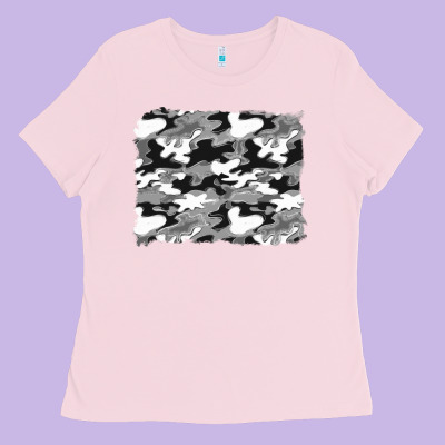 Black And White Camouflage Background Ladies Tee Designed By Artiststas