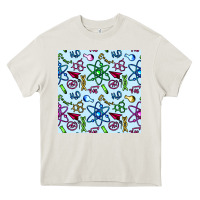 Cream Science Teacher Seamless Pattern Heavy Core Tee - BundleAndBundleShop