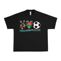 Black peace love soccer Urban Heavy Tee - CowhideDigitalArt