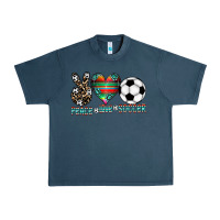 Midnight Navy peace love soccer Urban Heavy Tee - CowhideDigitalArt
