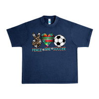 Navy peace love soccer Urban Heavy Tee - CowhideDigitalArt