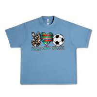Pebble Blue peace love soccer Urban Heavy Tee - CowhideDigitalArt