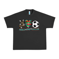 Pigment Black peace love soccer Urban Heavy Tee - CowhideDigitalArt