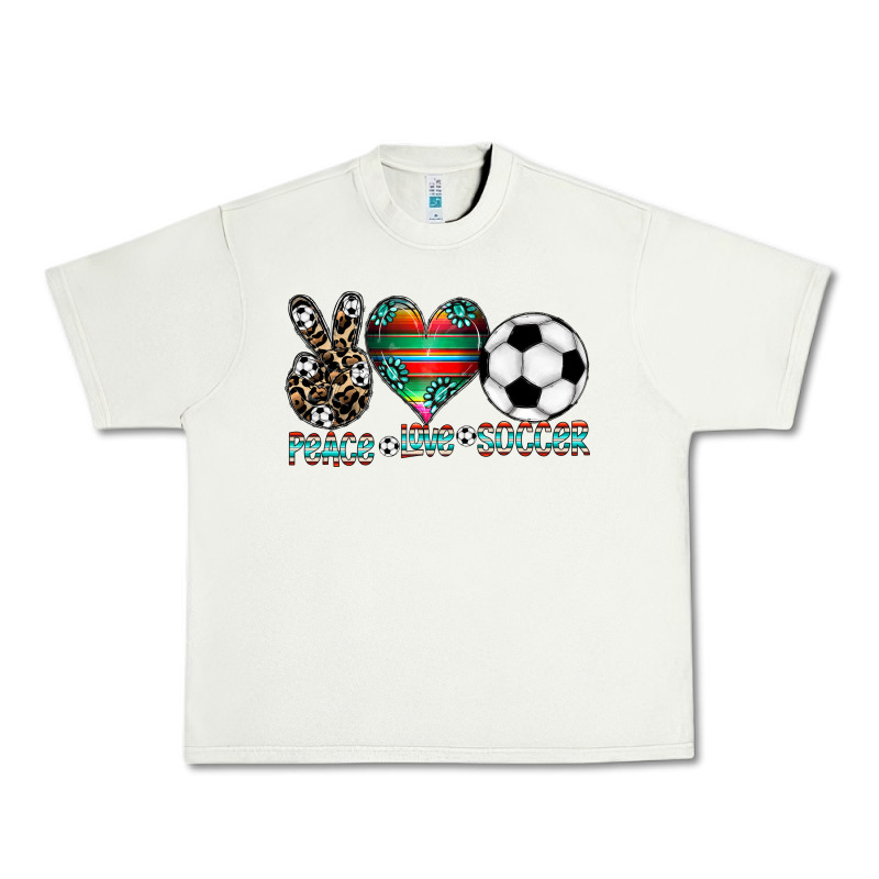 Peace Love Soccer Urban Heavy Tee by CowhideDigitalArt | Teevron
