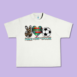 Peace Love Soccer Urban Heavy Tee Designed By Cowhidedigitalart