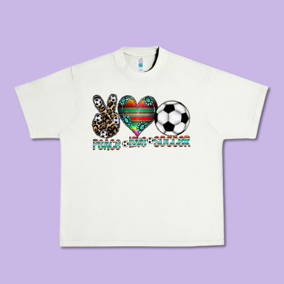 Peace Love Soccer Urban Heavy Tee Designed By Cowhidedigitalart