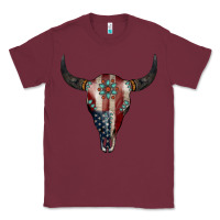 Burgundy American Bull Skull Gemstone Classic Tee - Jasminsmagicworld
