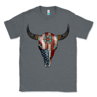 Charcoal Heather American Bull Skull Gemstone Classic Tee - Jasminsmagicworld