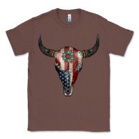 Chestnut American Bull Skull Gemstone Classic Tee - Jasminsmagicworld