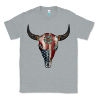 Heather Grey American Bull Skull Gemstone Classic Tee - Jasminsmagicworld