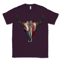 Plum American Bull Skull Gemstone Classic Tee - Jasminsmagicworld
