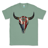 Sage American Bull Skull Gemstone Classic Tee - Jasminsmagicworld