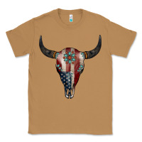 Toasted Coconut American Bull Skull Gemstone Classic Tee - Jasminsmagicworld