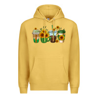 Antique Gold sunflowers coffee cups Premium Hoodie - AdoDesignShop