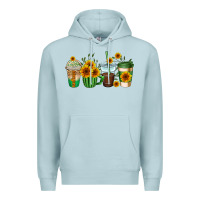 Blue Mist sunflowers coffee cups Premium Hoodie - AdoDesignShop