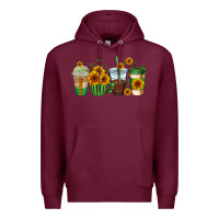 Burgundy sunflowers coffee cups Premium Hoodie - AdoDesignShop