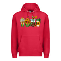 Cardinal sunflowers coffee cups Premium Hoodie - AdoDesignShop