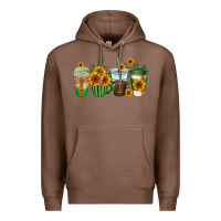 Chestnut sunflowers coffee cups Premium Hoodie - AdoDesignShop