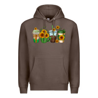 Coffee sunflowers coffee cups Premium Hoodie - AdoDesignShop