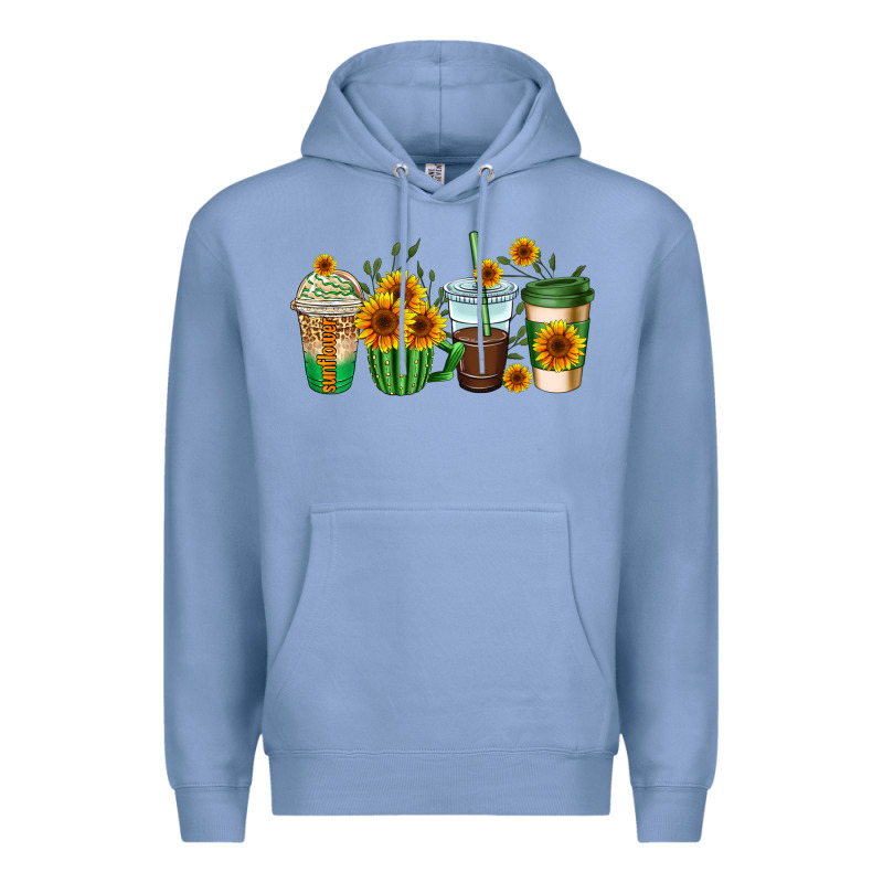 Sunflowers Coffee Cups Premium Hoodie by AdoDesignShop | Teevron