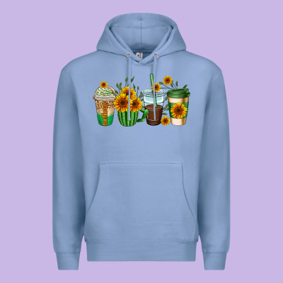 Sunflowers Coffee Cups Premium Hoodie Designed By Adodesignshop