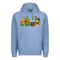 Colony Blue sunflowers coffee cups Premium Hoodie - AdoDesignShop
