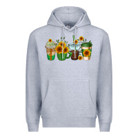 Heather Grey sunflowers coffee cups Premium Hoodie - AdoDesignShop