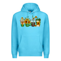 Ocean Blue sunflowers coffee cups Premium Hoodie - AdoDesignShop
