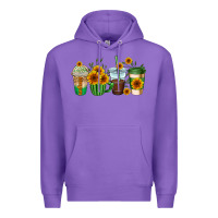 Purple sunflowers coffee cups Premium Hoodie - AdoDesignShop