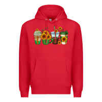 Red sunflowers coffee cups Premium Hoodie - AdoDesignShop