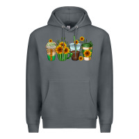 Rock sunflowers coffee cups Premium Hoodie - AdoDesignShop