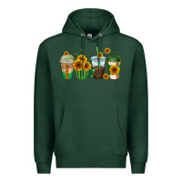 Sports Green sunflowers coffee cups Premium Hoodie - AdoDesignShop