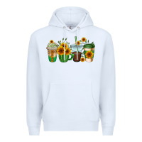White sunflowers coffee cups Premium Hoodie - AdoDesignShop