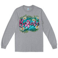 Heather Grey breast cancer believe Long Sleeve Tee - BarkalooDesign