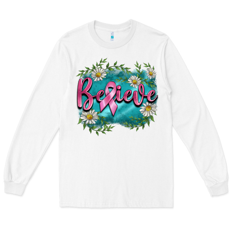 Breast Cancer Believe Long Sleeve Tee by BarkalooDesign | Teevron