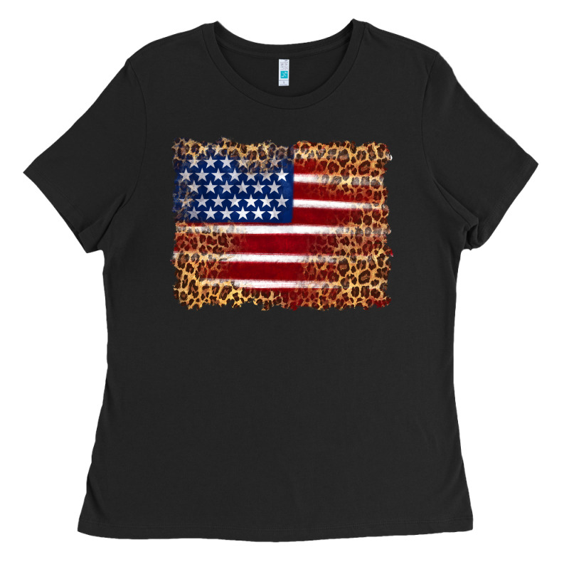 American Flag And Leopard Ladies Tee by Artiststas | Teevron
