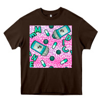 Chocolate Brown Western Medicine Seamless Pattern Heavy Core Tee - BundleAndBundleShop