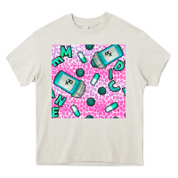 Cream Western Medicine Seamless Pattern Heavy Core Tee - BundleAndBundleShop