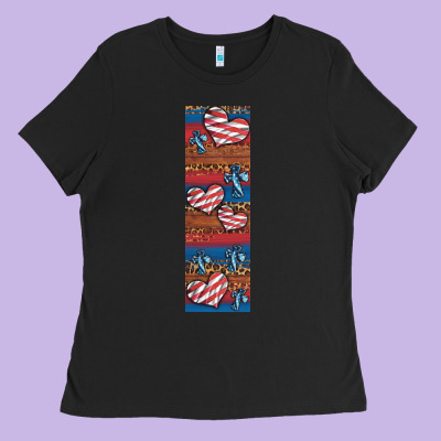 Usa Flag And Cross Penwraps Ladies Tee Designed By Artiststas