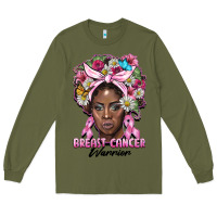 Army Green breast cancer warrior black woman Long Sleeve Tee - BarkalooDesign