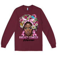 Burgundy breast cancer warrior black woman Long Sleeve Tee - BarkalooDesign
