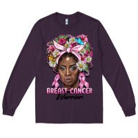 Plum breast cancer warrior black woman Long Sleeve Tee - BarkalooDesign