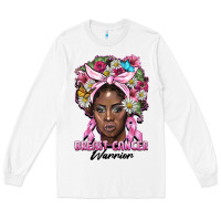 White breast cancer warrior black woman Long Sleeve Tee - BarkalooDesign
