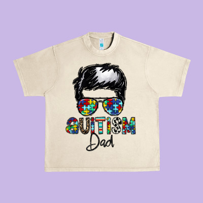 Autism Dad Urban Heavy Tee Designed By Cowhidedigitalart